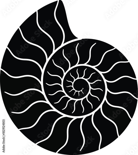 Stylized ammonite fossil seashell spiral pattern vector graphic design element vector