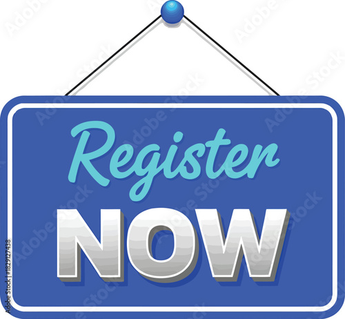 Register now sign vector illustration: online event webinar subscription invitation banner