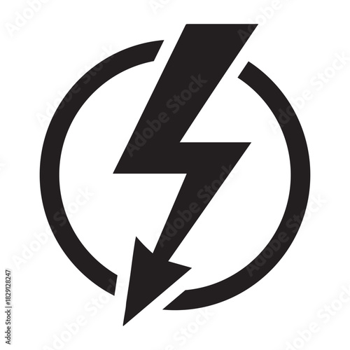Electrical Hazard Icon – Lightning Bolt in Circular Arrow
