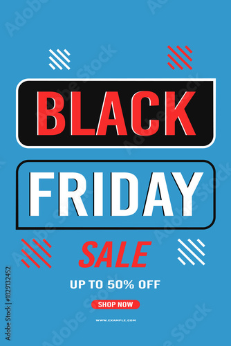 Black Friday sale background up to 50% off fifty percent off, shop now. Modern design. Background for posters, banners, card. Vector illustration.