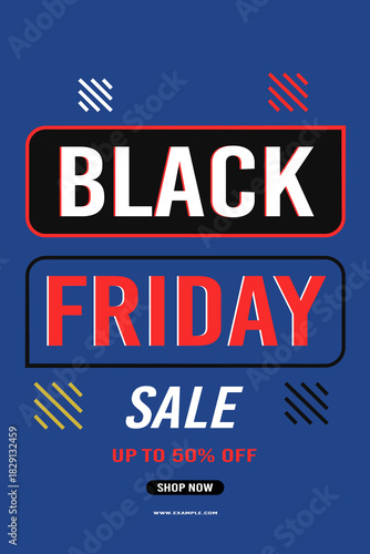 Black Friday sale background up to 50% off fifty percent off, shop now. Modern design. Background for banners, poster, card. Vector illustration.