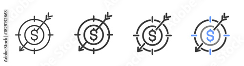 The Ultimate target Styles with Variations Line of icon set vector illustration
