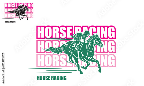 horse racing and the jockey logo, silhouette of great horse running vector illustrations