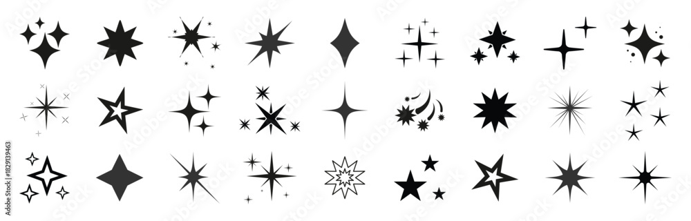 Fototapeta premium Set sparkle icon. Star set