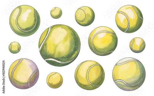 Tennis Balls in Watercolor Style