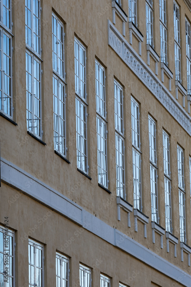 Fototapeta premium Windows detail of Heering House (Danish: Heerings Gård) is a Neoclassical house in Copenhagen, Denmark.