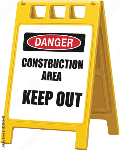 Yellow construction site safety sign danger keep out area warning safety hazard industrial protective barrier vector