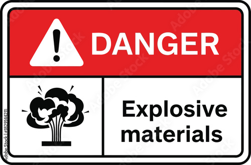 Danger explosive materials warning sign safety hazard alert symbol icon vector