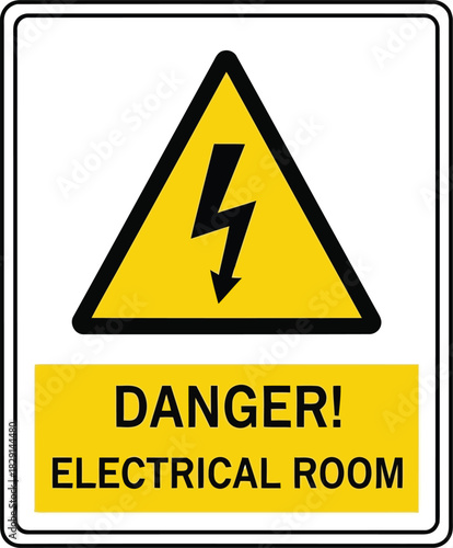 High voltage danger electrical room warning sign safety hazard alert symbol vector
