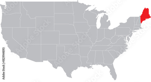 Maine State State on Map of USA Editable Vector