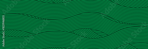 farm green banner, organic abstract background with fields. wavy green lines, natural organic products. ecology background. striped farmer green Pattern