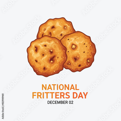 National fritters day december 2 celebration delicious fried pastries tasty sweet treat homemade food photography vector