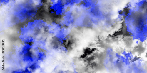 A dramatic gray, blue and white smoke cloud against a black background, perfect for evoking mystery or a cinematic atmosphere, blue & Gray Smoke Clouds: Abstract Background. 