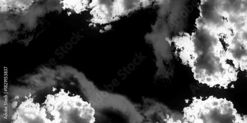 A dramatic gray, white and white smoke cloud against a black background, perfect for evoking mystery or a cinematic atmosphere, Yellow & Gray Smoke Clouds: Abstract Background. 