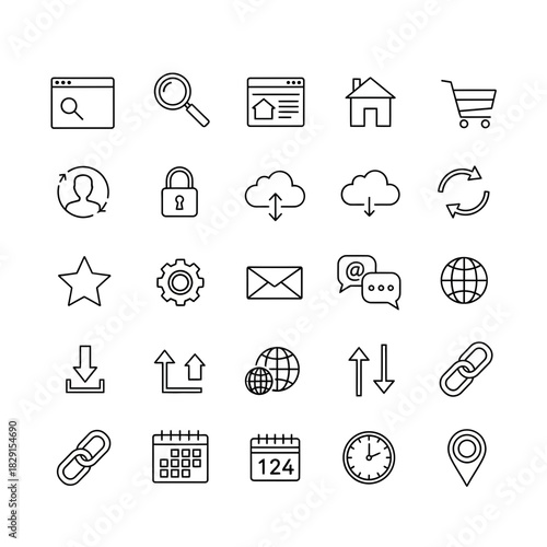 Essential Website and App Icons Set for Modern UI Design, Navigation, and E-Commerce, Perfect for Developers & Web Designers, originally a scalable graphic