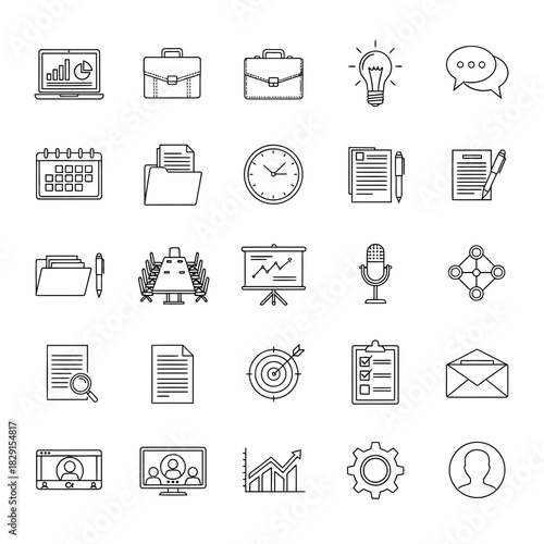 Professional business icon set for modern presentations and websites, perfect for corporate designs and marketing materials, originally a scalable vector graphic