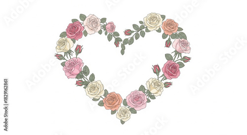 A captivating floral heart arrangement, meticulously crafted from an array of soft pastel roses, radiating timeless beauty, profound affection, and the enduring essence of romance