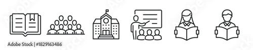 Student thin line icon set. Web minimal editable stroke icons