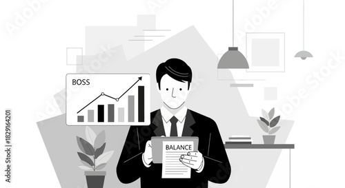 Illustrative executive overseeing company growth and financial equilibrium
