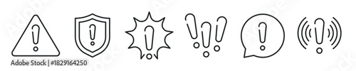 Warning thin line icon set. Web minimal editable stroke icons