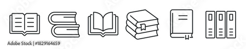 Book thin line icon set. Web minimal editable stroke icons
