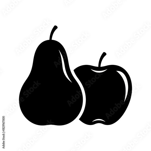 Elegant pear and apple silhouette illustration with minimalist design style