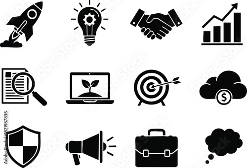 Business and Growth Icon Set for Success and Innovation