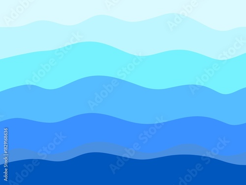 Abstract blue ocean wave layered background. Fresh sea water gradient curve illustration. Clean blue liquid motion texture wallpaper