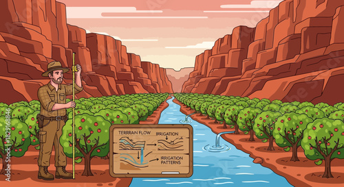 Irrigation Management in a Canyon Orchard with Advanced Techniques Illustration