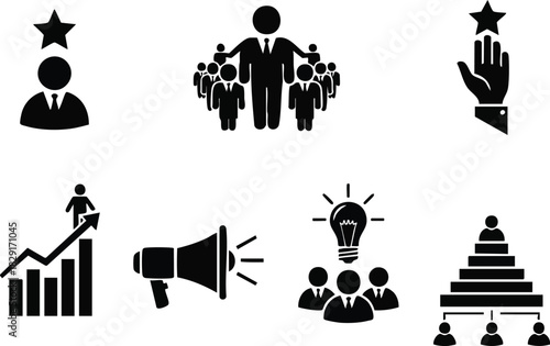 Leadership and Teamwork Icons Success, Influence, and Ideas