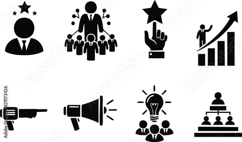 Business Leadership and Growth Vector Icons Set A Visual Guide to Success