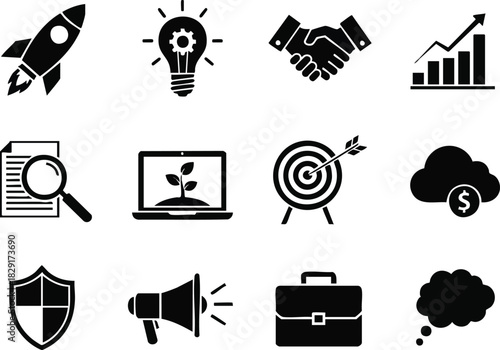 Business Growth and Success Icons A Collection of Essential Elements