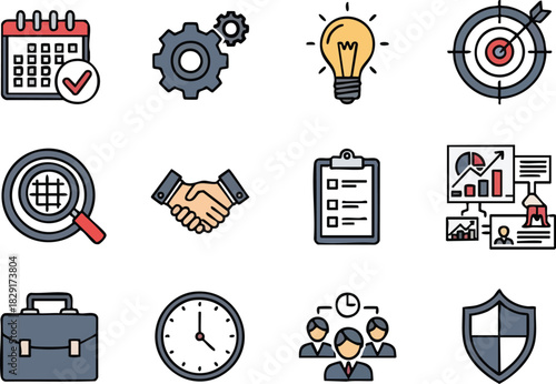 Project Management Essentials Icon Set for Strategy, Planning, and Execution
