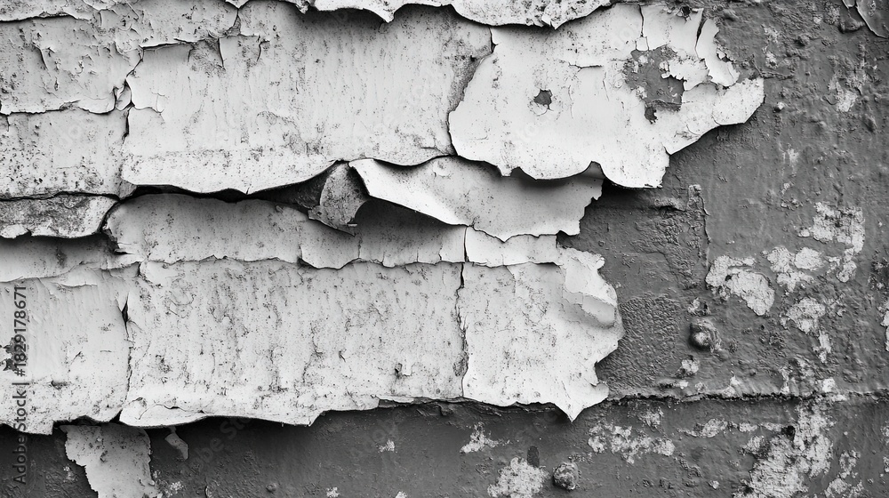 Obraz premium A detailed grunge texture of a worn-out metal sheet with layers of flaking and peeling paint. This distressed, weathered surface in blue, white and black is ideal for rustic and industrial concepts.