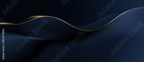 Dark blue golden royal awards graphics background with lines, elegant digital design concept.