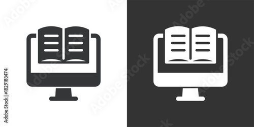 E-book icon. Solid glyph series icon