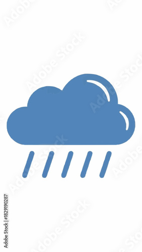 A simple blue icon depicting a cloud with rain falling, representing rainy weather or precipitation.