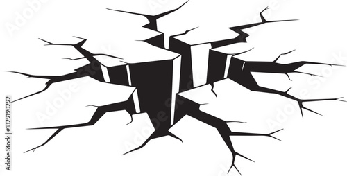 Cracked earth ground crack surface texture vector illustration transparent