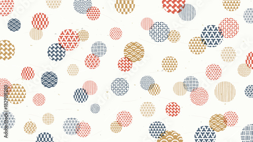 和柄の丸紋を散りばめた背景デザイン