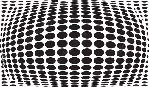 Abstract halftone texture effect in spherical distortion style on transparent