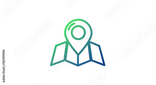 Location icon with gradient, map pointer symbol for navigation.