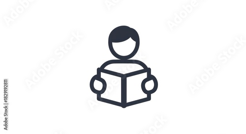 Person reading a book icon for education and learning.