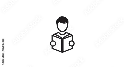 Person Reading Book Icon - Symbol of Knowledge and Learning.