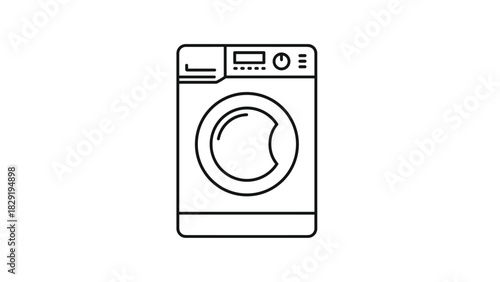 Simple washing machine outline for laundry room decor and cleaning service designs offering a modern appliance illustration for home or commercial use, Generative AI.