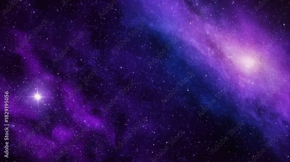 Naklejka premium Blue and purple galaxy background, ideal for space themes, cosmic visuals, and AI-generated art.