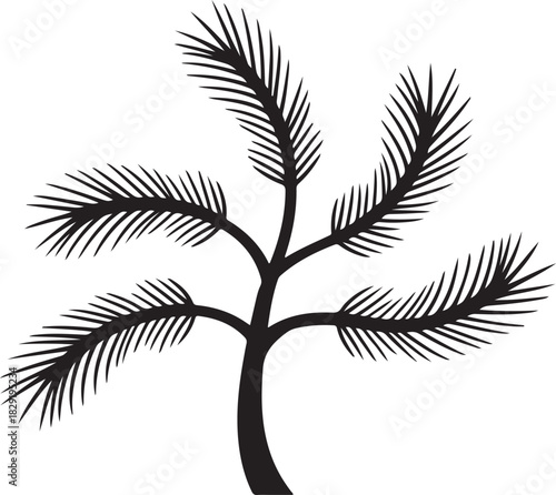 Silhouette black palm tree tropical plant simple shape exotic foliage graphic element