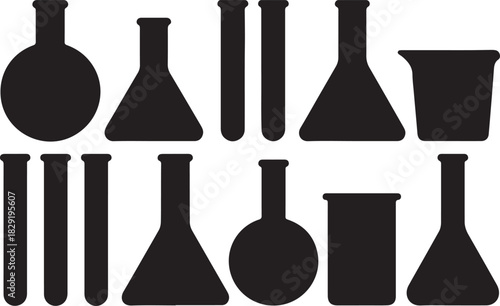 Laboratory glassware equipment for science experiments vector silhouette