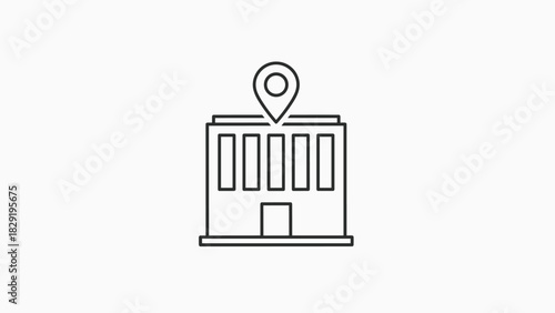 Find your dream office location with this modern building map pin icon perfect for real estate and business location services, Generative AI.