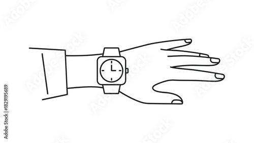 Elegant wristwatch design for modern timekeeping showcasing simplicity and style on a hand with a sleeve for fashion and accessory promotion, Generative AI.