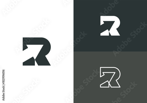 letter R negative space arrow logo vector design inspiration